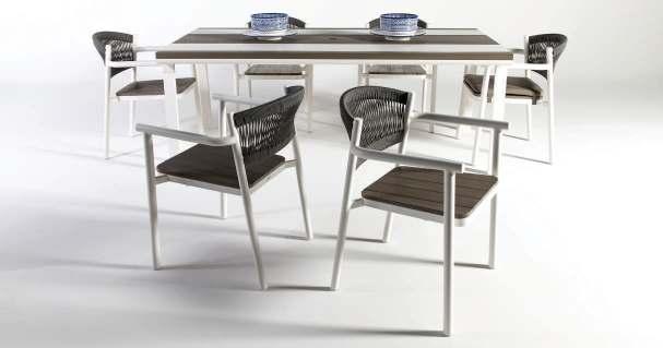 Dining Chair Frame: Aluminum Material/Color: Composite Wood, White/Taupe Size: L56 x W53 x H78 cm BOUNCE Dining Table
