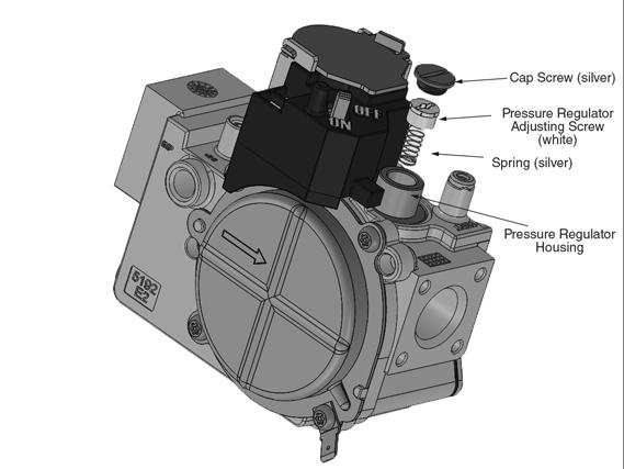 CTH2D FUEL CONVERSION INSTRUCTIONS SECTION 4: FOR PROPANE TO NATURAL CONVERSIONS ONLY FIGURE 2: Conversion Kit Regulator Installation in Valve (Propane to Natural) Spring Kit (P/N 90032900) Gas