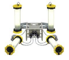 WOLF FLUORESCENT LEALAMP Mains Powered Portable Fluorescent Luminaire ATEX & IECEx Approved for Zone 1 explosive as and ust atmospheres Fitted with Plugs and Sockets to Link in Series Uses Standard