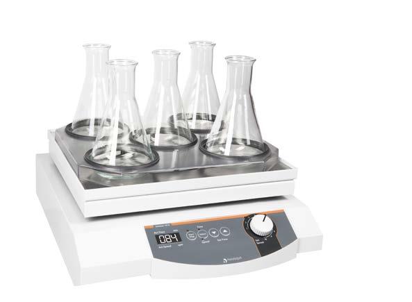 culture plates and Erlenmeyer flasks Set and continuously adjust the variable speed on the digital display from 30 to 500 rpm This model is suitable for the modular incubator system and is