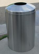 32 gallon solid steel sheet trash receptacle.