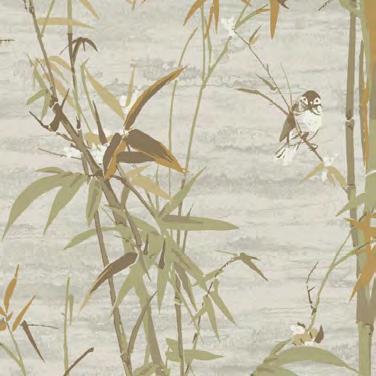 Like a song of the tropics this nearly life-size wallpaper design celebrates the beauty and serenity of an Asian garden.