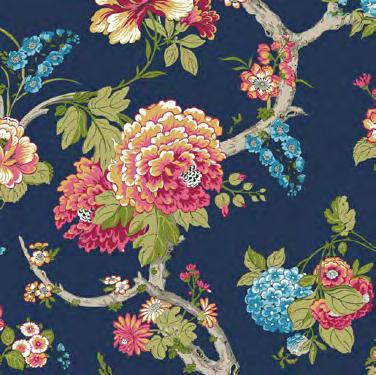 ARCHIVAL JACOBEAN OGEE This large pattern brings together a colorful array of flowers abloom on a