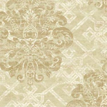 GEOMETRIC DAMASK The enduring beauty of damask, inspired by long ago fabric design, is expressed in elegant fashion on this wallpaper.