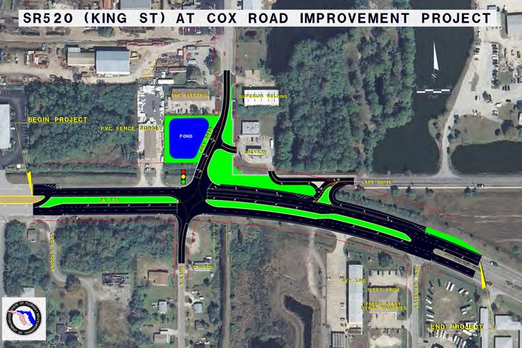 SR 520 & Cox Road Safety Study & Design Repair & Rehabilitation contracted with G&A to design intersection improvements at SR 520 and Cox Road in Brevard County.