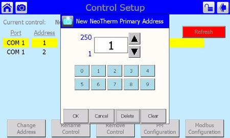 Page 58 LAARS Heating Systems Job E Set Up the Modbus Control Addressing 5. Press the Control Setup button. Figure 65 shows the Control Setup screen.