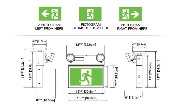Project/Location: ESC Series Steel Combination Unit Features Universal mounting: end, wall or ceiling for unit equipment and pictogram exit signs Legend illuminated by long-life white LED s Comes