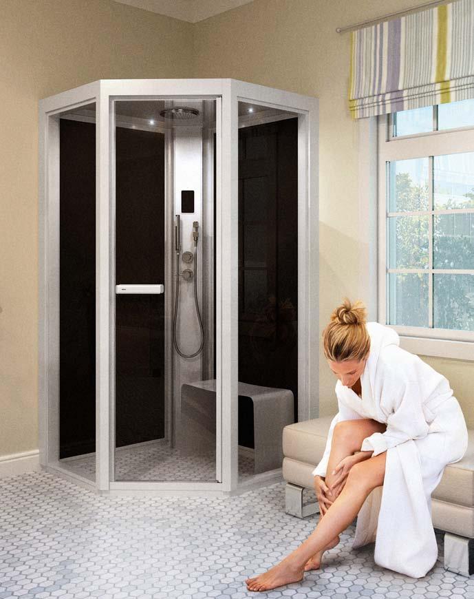 A revolution in home spa design, it is compact enough to fit in even a small bathroom. The steam bath is a gentler experience.