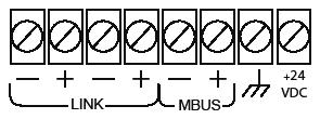 LINK for BACnet MS/TP, or MODBUS Slave (two terminals, ±). Field wired if used. 4. Machine bus for existing machine LLIDs (IPC3 Tracer bus 19.200 baud).