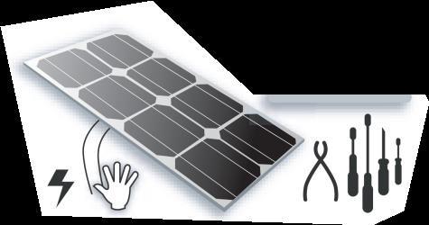 Solar modules produce electrical energy when light strikes on their front surface.