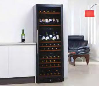 wine cabinets WF1547 Freestanding three zone wine cabinet H 1762mm Energy class D Black glass door with gloss black door frame Triple stacked temperature zones for red, white or sparkling wine,