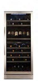 WF1104 Freestanding dual zone wine cabinet H 1395mm WF1544 Freestanding single zone wine cabinet H 1765mm Energy class D Performance Energy consumption 290kWh/y Energy class D One piece stainless