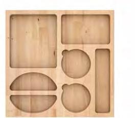 Width 498mm Depth 484mm Height 40mm Produced from solid beechwood Sections for accessories including cups, spoon, coffee and sugar 7