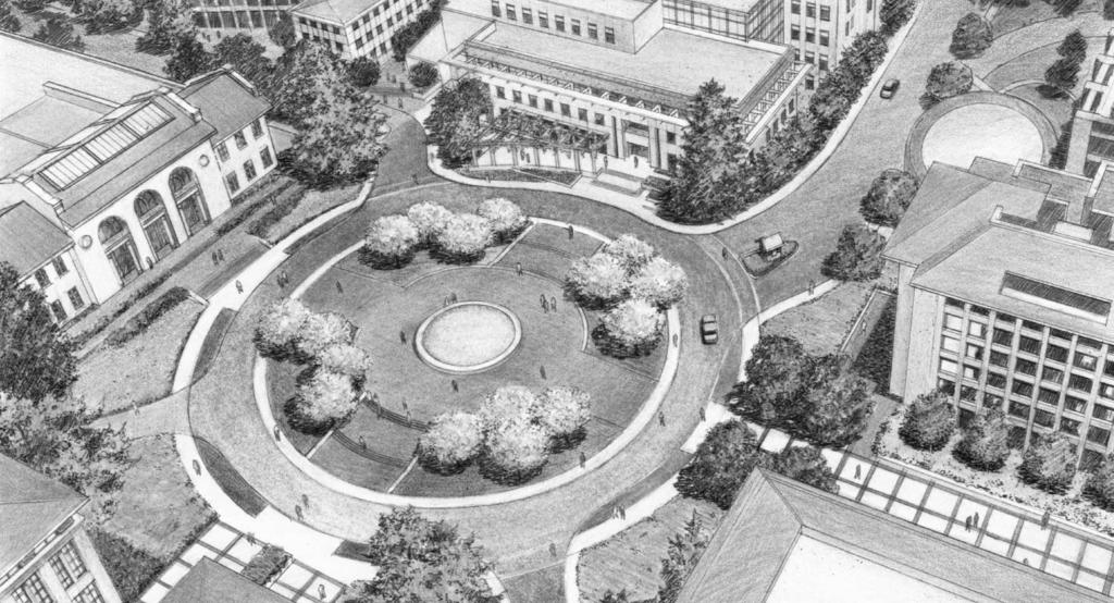 Concept: The Mining Circle returns as the crossroads of the northeast campus and a grand forecourt to the magnificent Hearst Memorial Mining Building.