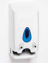 MODULAR TWIN TOILET ROLL DISPENSER This popular two-roll design halves restocking time, as when one roll is finished the other automatically drops into its place.