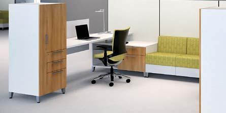 Worksurfaces of varying heights give people the freedom to enjoy the ergonomic benefits of changing