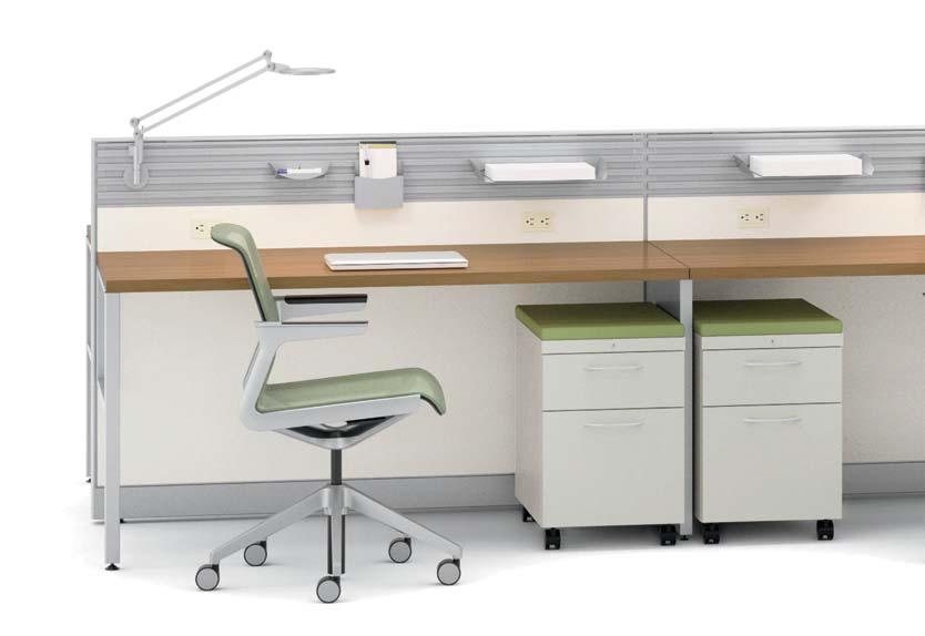 From the clean aesthetic of benching to an open, cross-functional collaborative space to an individual workstation for focused