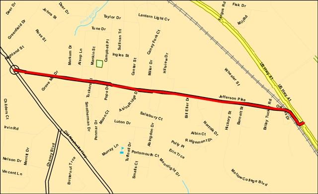 Jefferson Pike Widening TIP # 2011-42-032 Road Widening LaVergne Rutherford Length 1.80 Regional Plan ID 1042-122 Non-Exempt $6,000,000.