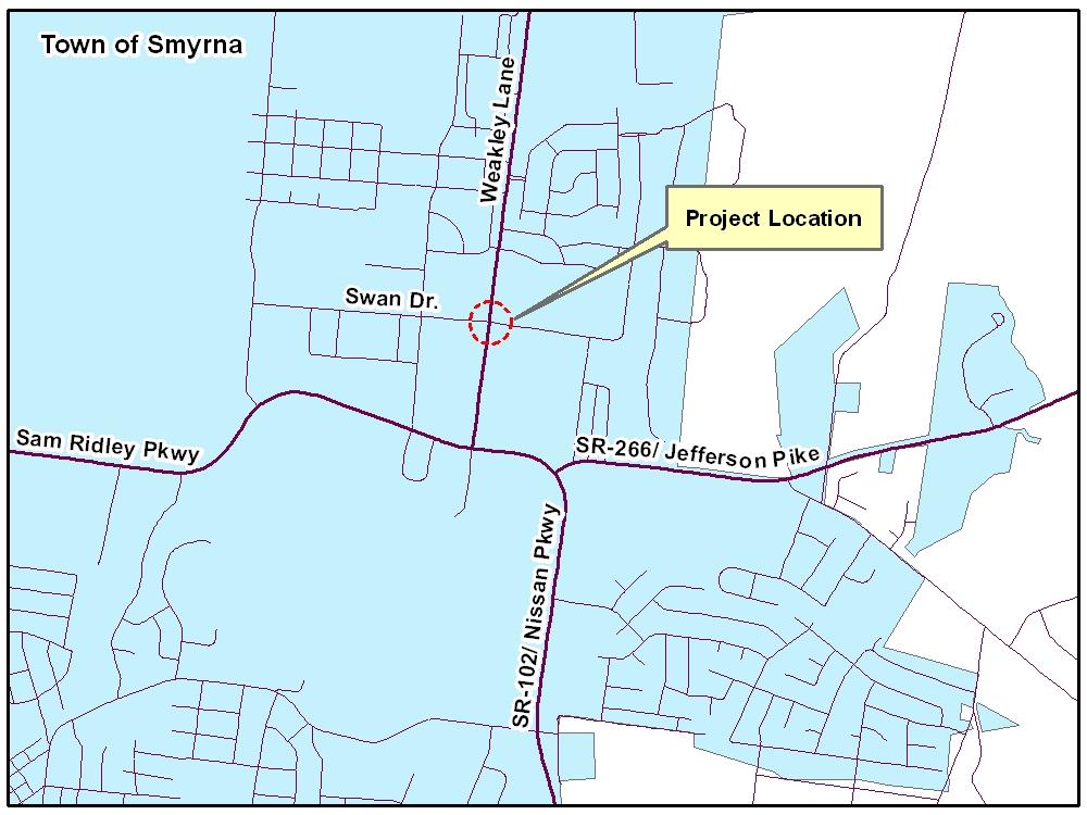 Weakley Lane/ Swan Drive Intersection Improvements TIP # 2011-42-061 Intersection Smyrna Rutherford Length 0.00 Regional Plan ID 1042-167 Non-Exempt 117472.00 $500,000.