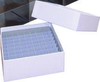 Standard square racks V1500AB 2001A100S Aluminium rack system with cardboard boxes + dividers. S1500AB 2001SC81 Comprises 7 racks x 13 boxes high. Max. cap. 9.100 2ml vials.
