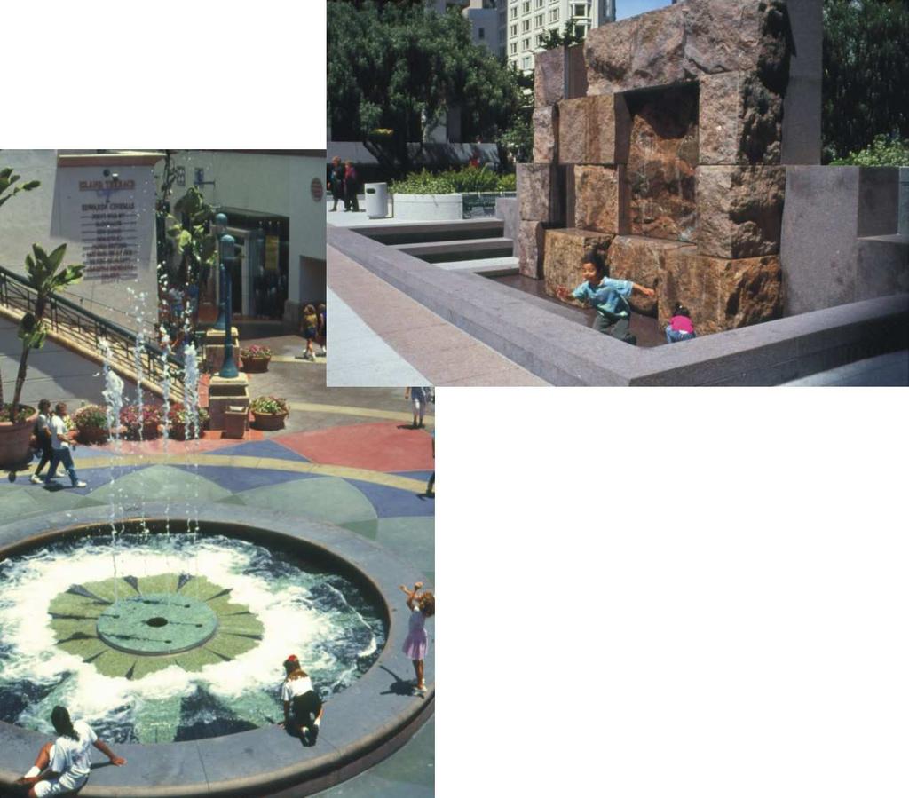 Mini-plazas and mini-parks provide opportunities for social interaction and rest as well as a