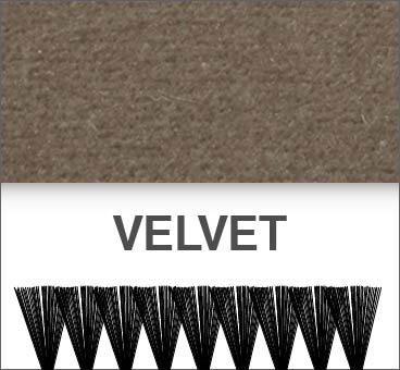 Velvet carpets Dense, low cut pile with a smooth finish and very little twist in the yarn.