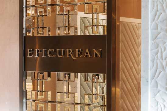 Epicurean The Epicurean is located in crown towers and is an extremely sophisticated open kitchen dining experience.