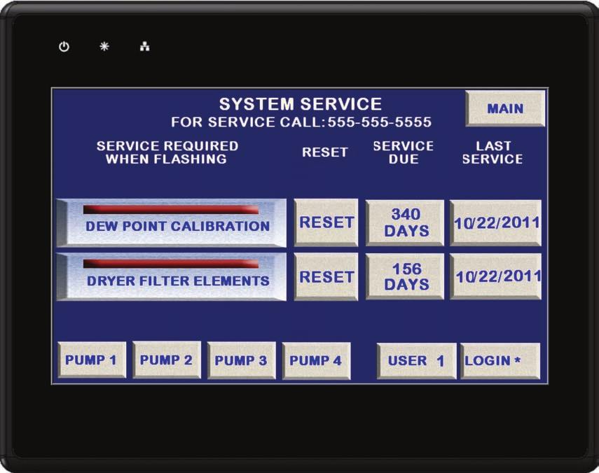 3.0 Control Panel (continued) 3.3 Control Buttons (continued) 3.3.15 SYSTEM SERVICE and PUMP SERVICE Buttons 1.