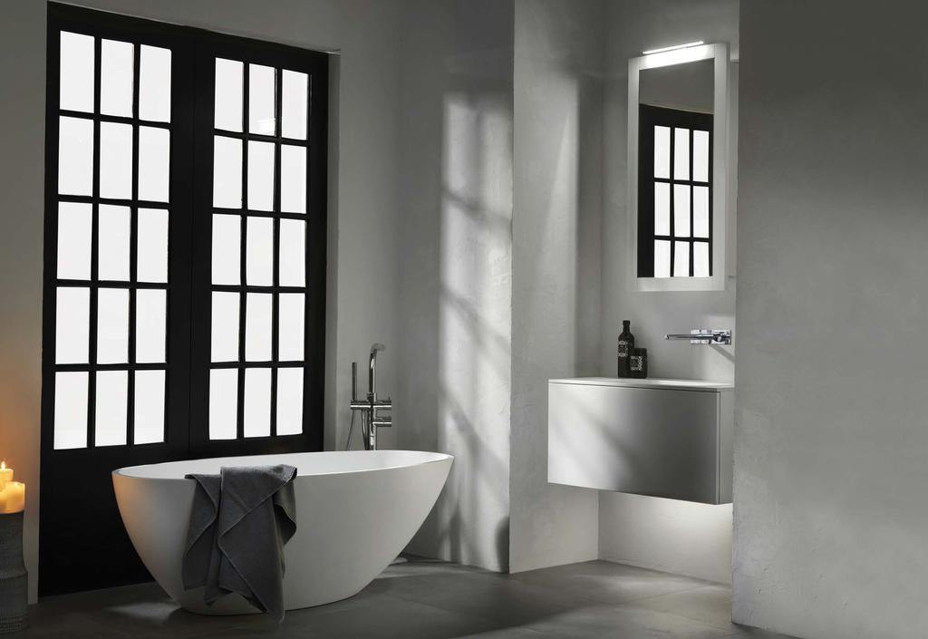 Furniture: series 700 wall-mount vanity, BCZ715C & M2 mirror, White matte Sink: series 700 blu stone vanity top with integrated sink