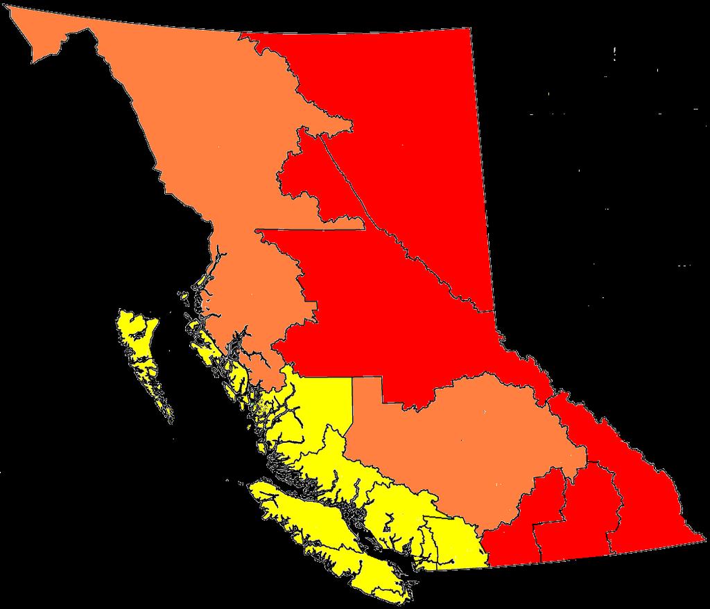 Percent of BC Homes in Exceedance by Health Regions Cross Canada Residential Survey: BC Mapping Northwest 5.
