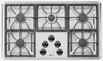 High-Wattage Radiant Elements 9"/6" Dual Element Frameless Design  Black, Black With Stainless Steel Accents MGC6536 36" (GAS) Features: 5