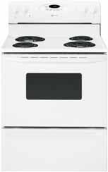 Electronic Oven Controls Colors: White, Bisque, Black, Stainless Steel MER5751AA(ELECTRIC) Two 6", 1,200-Watt Radiant Elements Two 9", 2,500-Watt Radiant Elements Smoothtop Glass-Ceramic Cooking