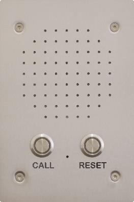 telephone network access point. If the call button is pressed or an alarm is activated, the reset unit dials the monitoring station to alert the operator.