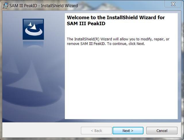 5.2 Installing PeakID Installing PeakID is a simple process that makes use of an automated installer.