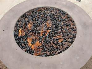 Decorative Glass Application 1) Install your fire pit per instructions. 2) Fill Pan with glass. Cover Burner with 1/8 to. of glass. Do not over fill with glass.