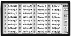 8 reporting inputs are consolidated to form a reporting group featuring 8 LED displays and a common label pocket.