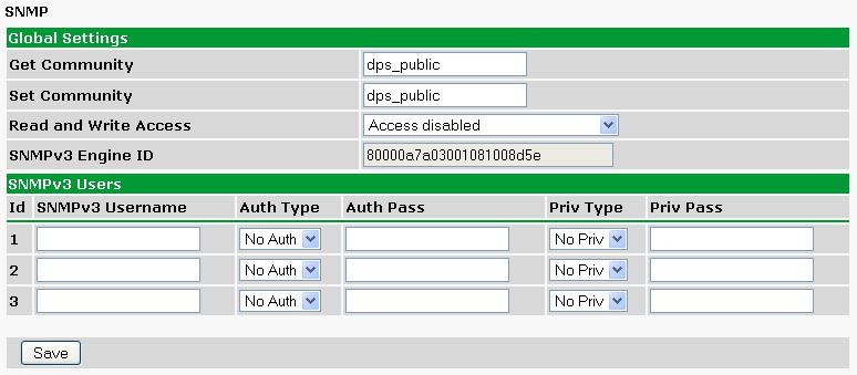 33 11.6 SNMP The Provisioning > SNMP menu allows you to define and configure the SNMP settings. SNMP Menu Global Settings Get Community Community name for SNMP requests.