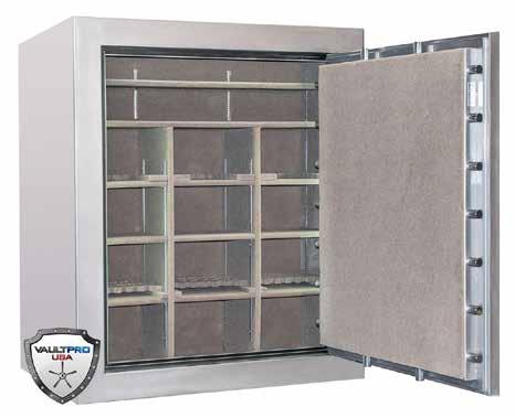 The hand fitted step door seals at multiple key points to a matching heavy duty 3/4 solid steel door frame on the 1/4 bent body safe.