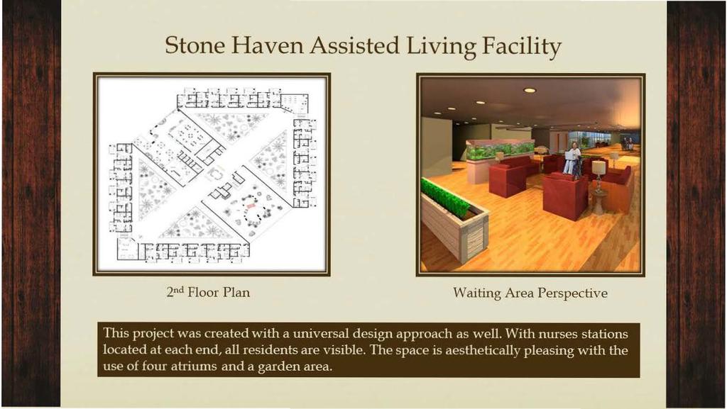 Stone Haven Assisted Living Facility 2nd Floor Plan Waiting Area Perspective This project \Vas created with a universal design approach as \Vell.