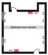 x 7.3m (22 11 x 23 11 ) Optional Room Divider 2 Individual toilets