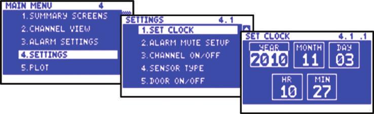 THX-DL Operation THX-DL Operation 4.0 SETTINGS 4.1 Set Clock key to select Settings from the main menu. 4.3 Channel On/Off key to select Settings from the main menu.