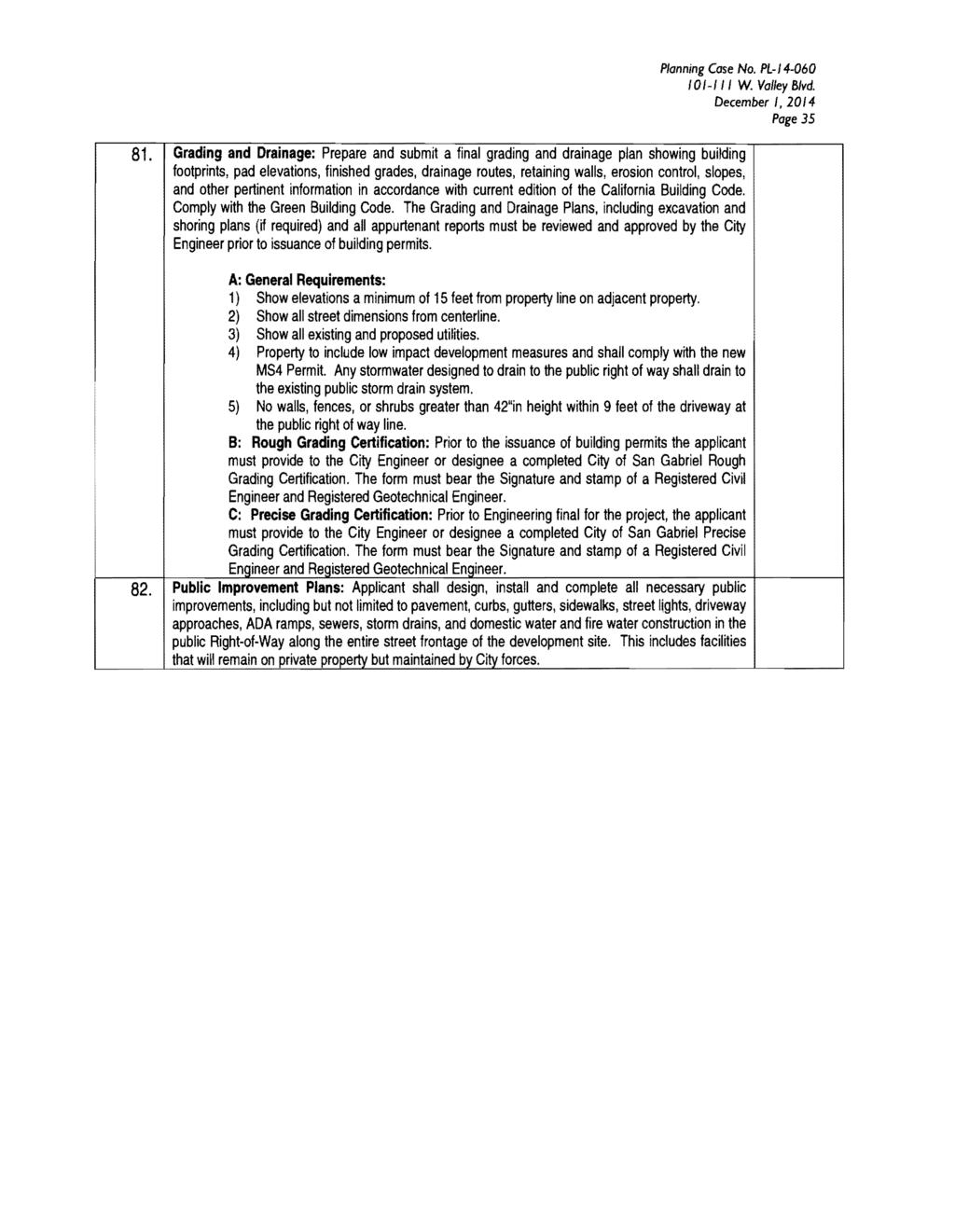 Planning Case No. Pl-/4-060 /0/-/11 W. Valley Blvd. December 1,2014 Page 35 81.