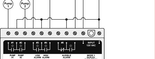 Figure 1. Typical Wiring for Duplex Pump Down - Mode 1 Switch State Mode Selector Switch 1 Time Delay Adjustment MIN.