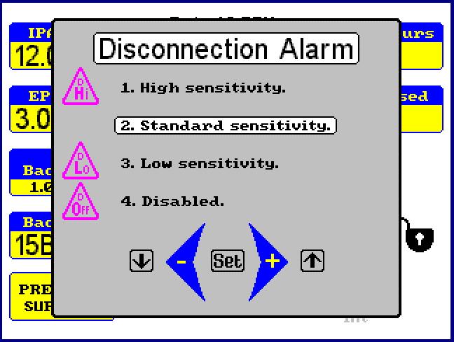 Disconnection Alarm The disconnection alarm acts as a back up to the high flow alarm. The inspiratory and expiratory flow waveform of the patient is analysed.