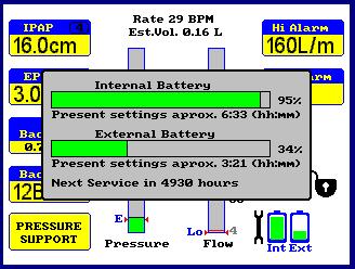 Battery Run Time Estimate Screen Double press the SET button to display a bar graph of run time.