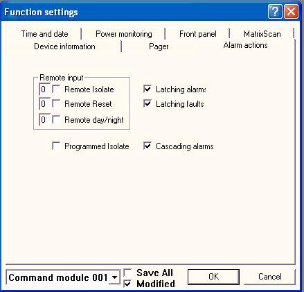 Configuring Options Figure 3-9. Alarm Actions Function Settings Screen 3-2.