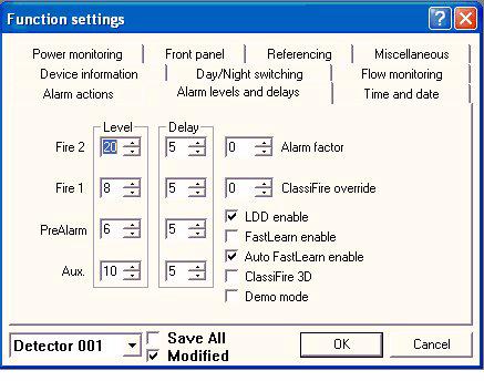 Configuring Options Select one of the boxes to highlight it and type in the relevant value Select the <Set from PC> button to synchronize the detector s clock with the current time and date set on