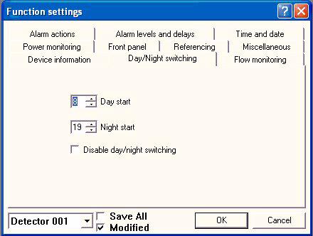 Configuring Options 3-2.3.8 DAY/NIGHT SWITCHING The Day/Night Switching device settings apply only to detector units and not the Command Module.