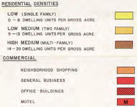 Land south of Washington Boulevard was also designated General Business, while Low Residential applied to areas east, north, and west of the study area, but for an area of High-Medium Residential