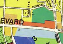 The 1983 GLUP map (Map 7) begins to show a more diverse GLUP pattern for the block south of Washington Boulevard through the inclusion of additional